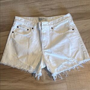 Abercrombie The Baggy Low Rise White Denim Women's Shorts